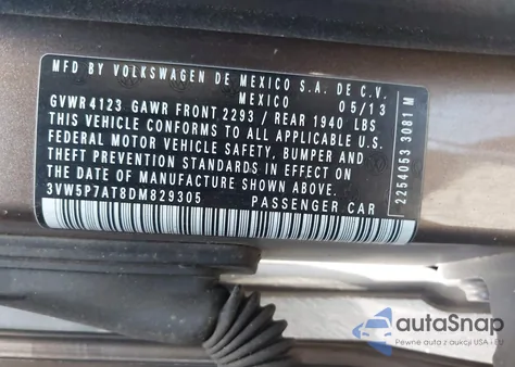 2013 Volkswagen Beetle 2.5L from USA, damaged, VIN 3VW5P7AT8DM829305